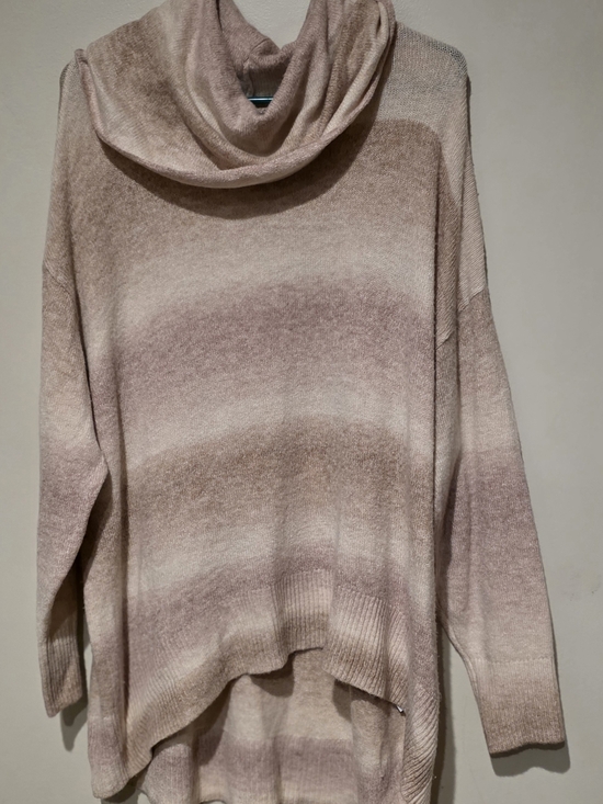 American Eagle Outfitters Sweaters - American Eagle Outfitters Taupe and Cream Ombre Cowl Neck Sweater Cozy Size MED